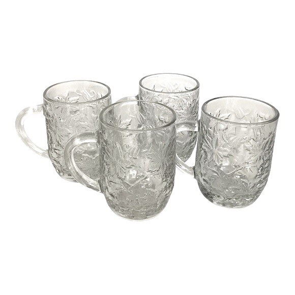 Princess House Fantasia Clear Glass Coffee Tea Egg Nog Mug Set Of Four VTG EUC - Picture 8 of 12